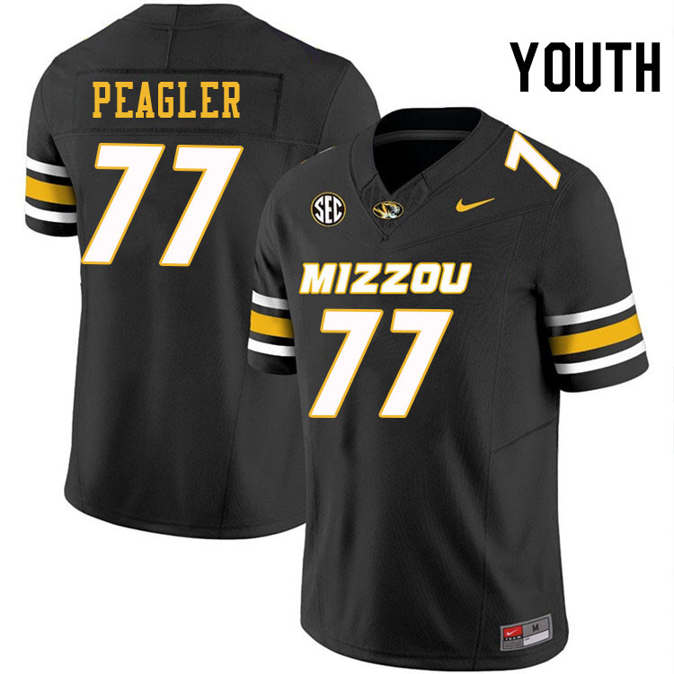 Youth #77 Curtis Peagler Missouri Tigers College Football Jerseys Stitched-Black